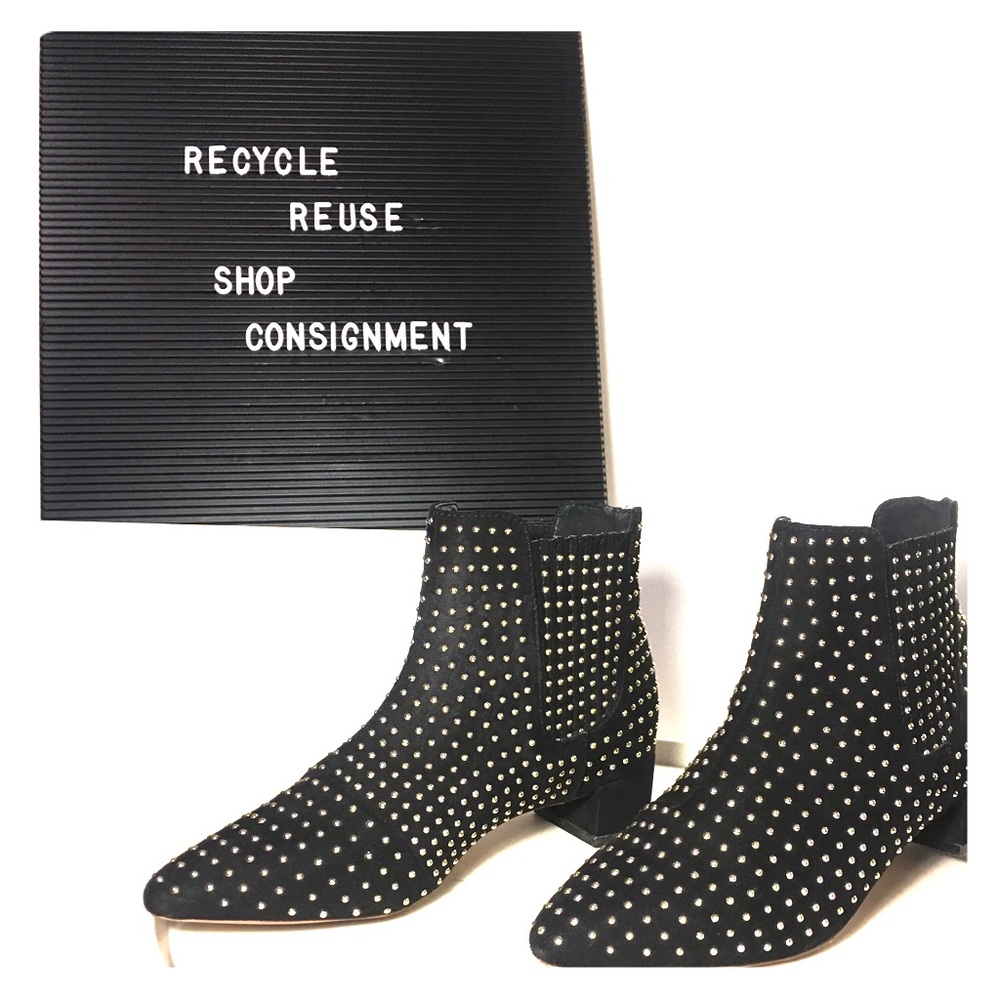 Topshop pointed toe rhinestone suede ankle boots